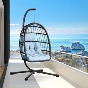 Patio Rattan Wicker Hanging Swing Egg Chair Hammock Chair