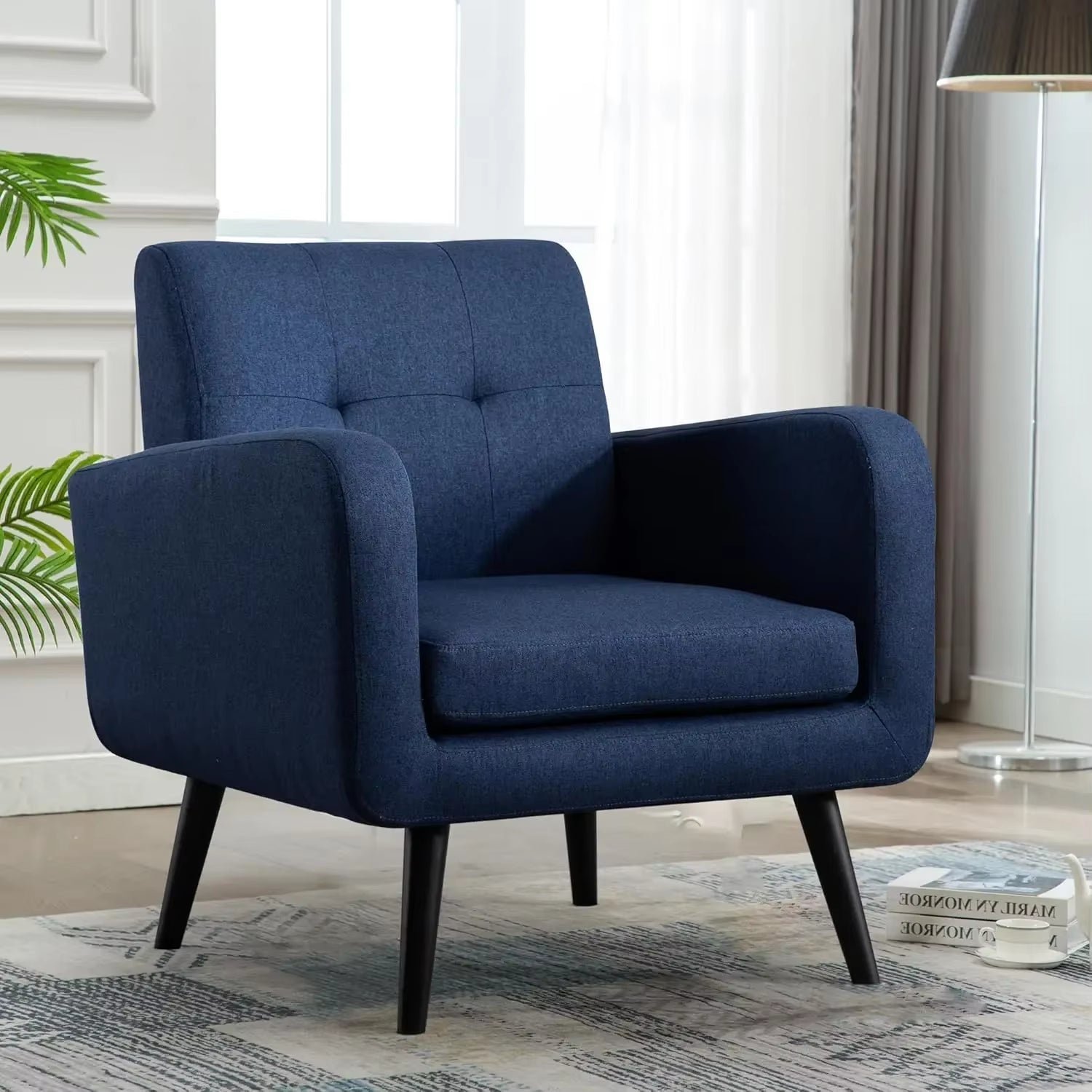 blue-fabric-accent-chair-for-living-room-1.jpg Blue Fabric Accent Chair for Living Room - Image 1